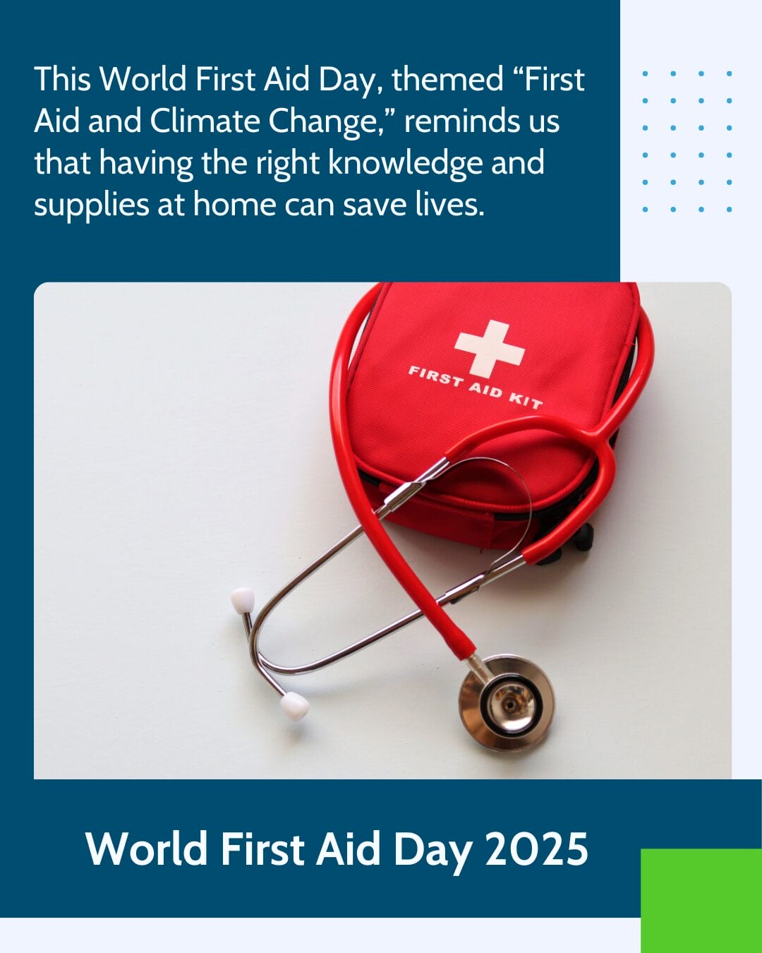 World First Aid day 2025 featuring an image of a first aid kit