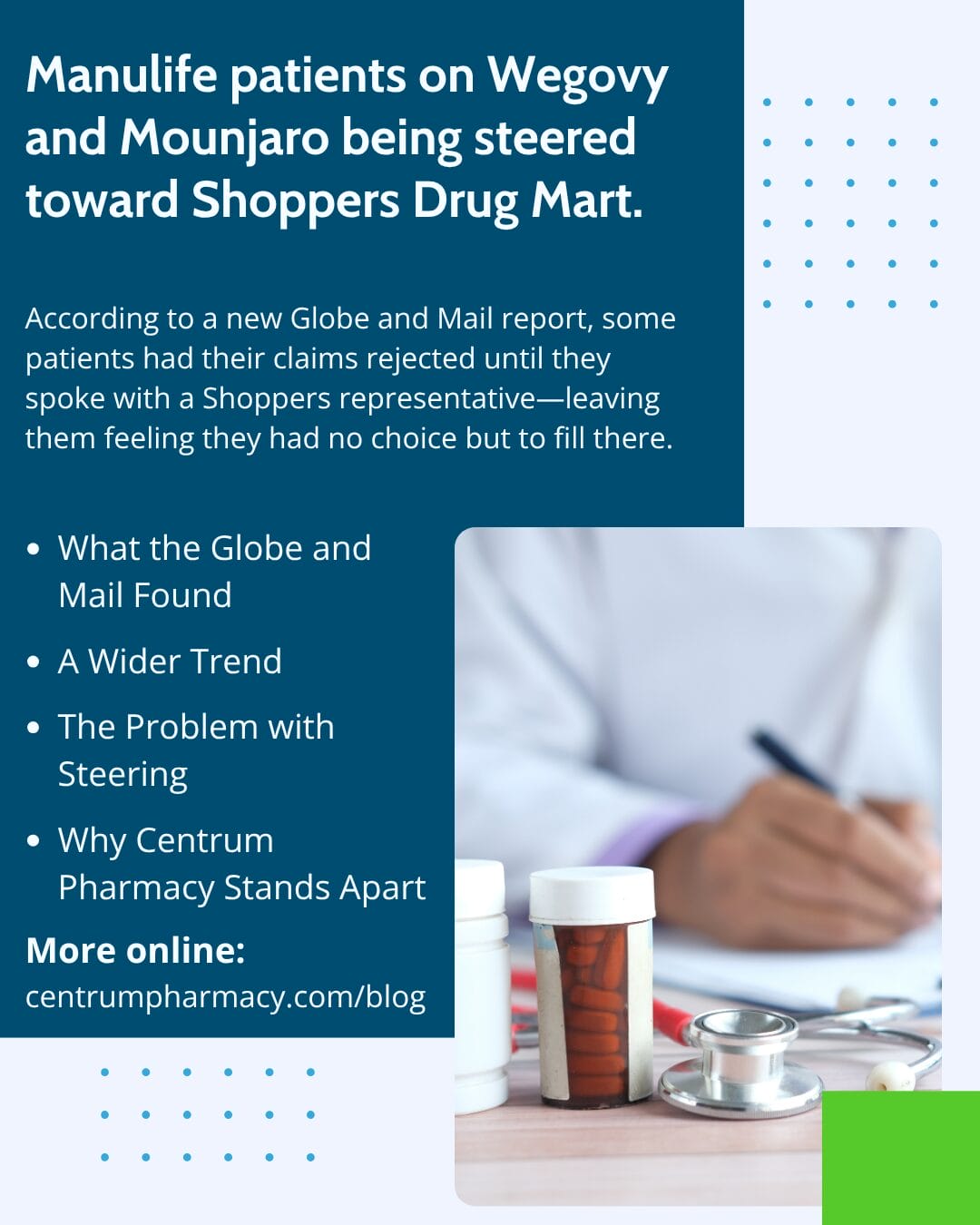 Globe and Mail reports Manulife is ‘steering’ patients on Wegovy and Mounjaro to fill prescriptions at Shoppers Drug Mart